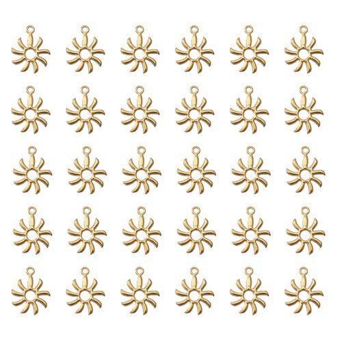 Ruwado 50 Pcs Hollow Sun Charms 1.8 x 1.5 cm Cute Chic Metal Pendants for DIY Jewelry Making Kit Finding Christmas Decoration Bracelet Necklace Thanksgiving Gift Supplies (Gold)
