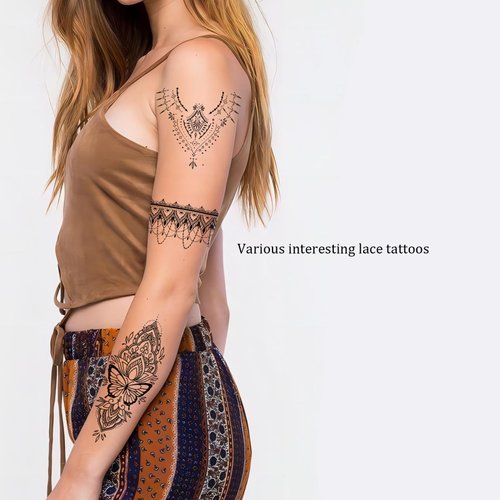 Temporary tattoos for women，Sexy lace line tattoos,Realistic and long-lasting fake tattoos