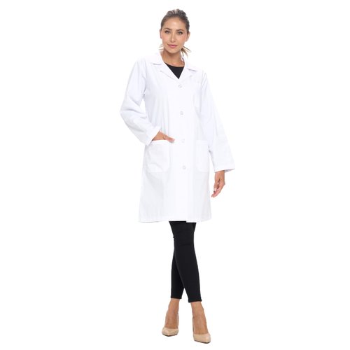 Natural Uniforms Unisex 40 inch Lab Coat Long Sleeve Professional Medical Coat, White (Medium)
