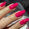 GLAMERMAID Jelly Press on Nails Almond - Handmade Gel Nails Series | Hot Pink Fake Nails Medium Short Length Solid Red Acrylic False Nail Kits Stick Glue on Nails Sets Reusable Full Cover for Women
