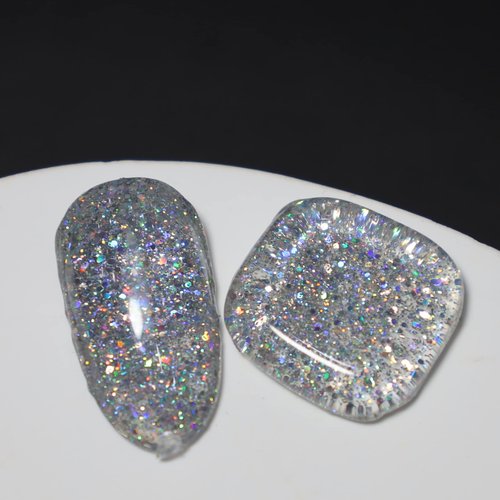 FZANEST Gel Nail Polish Glitter UV Gel Soak Off Nail Gel Polish Sparkle Color Manicure Pedicure (Diamond Silver)