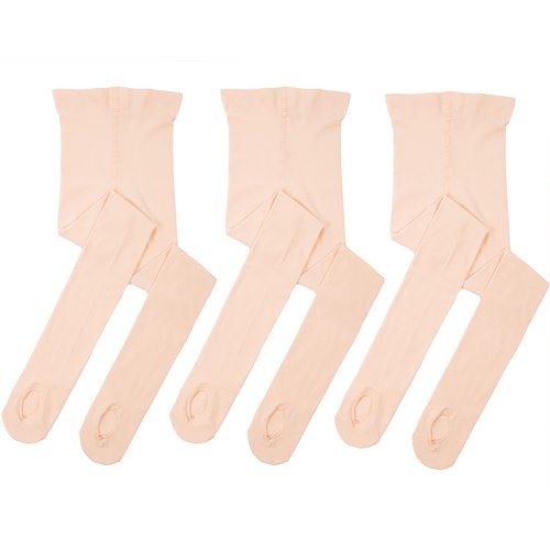 MdnMd 3 Pack Girls Ballet Dance Tights Transition Footless Ballet Legging Stocking Pantyhose (Ballet Pink, Child Age 8-11)