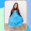 Cokos Box Girls Coronation Dress Costume Cape Gloves Tiara Crown Accessories Kids Set, Blue-Purple, 6 Years