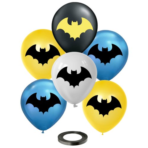 Bat Superhero 12" Birthday Balloons Printed Double-Sided 30 Pcs | Assorted Colors Premium Latex | Bat Party Decorations & Supplies for Kids by Vision E.D.