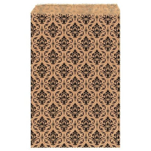 RJ Displays- 200 Pack Damask Brown Kraft Paper Bags, 4" x 6" inch for Candy, Cookies, Small Gift, Crafts, Party Favor, Cookies, Candy, Chocolate, Small Gifts, Sandwich, Jewelry Merchandise