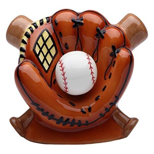 StealStreet SS-CG-10468 5.88'' Ceramic Baseball in Glove with Bats Money Piggy Bank, Brown