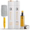 GK Hair Global Keratin Balancing Shampoo & Conditioner 300ml Set for Oily to Normal & Organic Argan Oil Serum 50ml For Frizz Control Dry Damage with Vent Brush 2.5 Inch