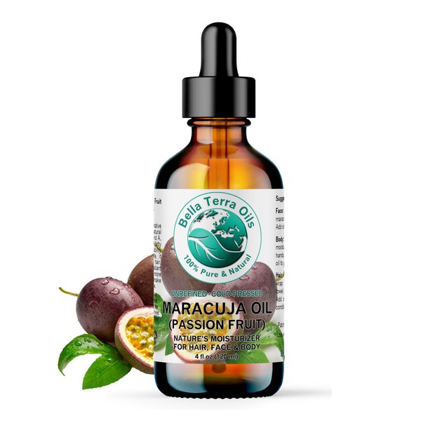 Bella Terra Oils - Maracuja Seed Oil 4 oz - Celebrate the Richness of Passion Fruit, Packed with Vitamin A & Essential Fatty Acids, Unveiling Supple Skin