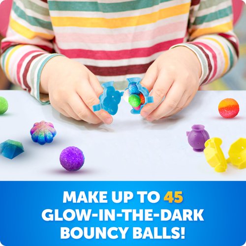 Blue Marble Bouncy Ball Science Kit - Make Up to 45 Glow in The Dark Bouncy Balls for Kids with 6 Colors & 5 Mold Shapes, DIY STEM Projects, Science Kit for Kids, Kids Science Projects, Ball Maker