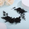 Teyglen Flower Wedding Hair Vine Bridal Black Crystal Beads Headband Vinatge Headpieces Handmade Black Rhinestone Hair Pieces Hair Accessories for Women Girl Party Prom Festival