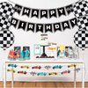 Race Car Happy Birthday Banner Black and White Checkered Balloons Race Car Birthday Party Decorations Racing Themed Checkered Flag Party Supplies for Boys