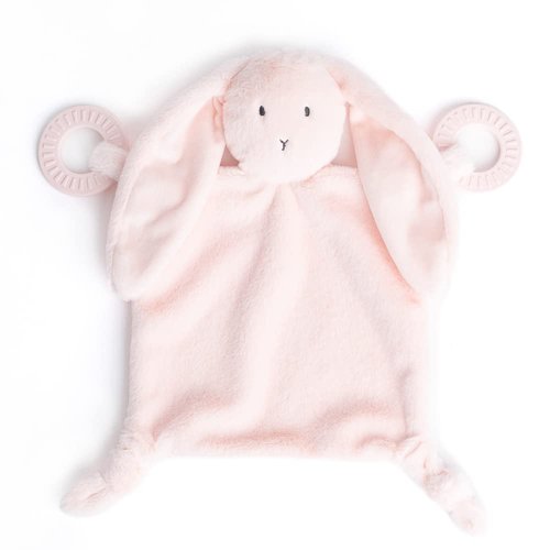 Bella Tunno Teether Buddy – Soft, Plush Baby Lovey with Textured Baby Teether Toy and Gentle Rattling Head, Comforts and Brings Teething Relief, Colorful Animal-Themed Baby Teething Toys (Bunny)
