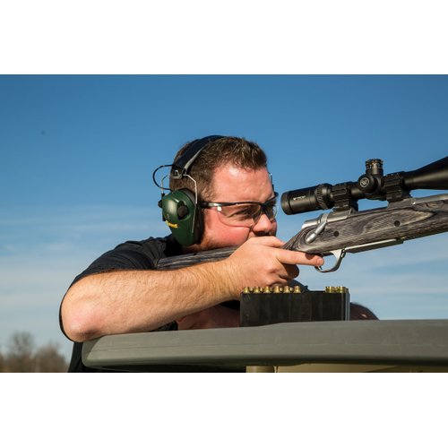 Caldwell E-Max Low Profile Electronic 23 NRR Adjustable Earmuffs w/ Sound Amplification for Shooting Range with Glasses