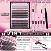 Goddvenus Lash Extension Kit Wispy Lash Clusters Kit Natural C Curl Fluffy Cluster Eyelash Extensions Individual Lashes Kit with Bottom Lash Clusters Waterproof Bond and Seal Tweezers DIY at Home