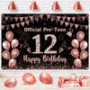 12th Birthday Decorations for Girls Rose Gold Official Pre-Teen 12th Birthday Backdrop Banner 12th Years Old Birthday Part Supplies for 12th Birthday Party Decorations
