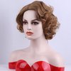 BERON Strawberry Blonde Wigs Short Strawberry Blonde Curly Wigs for Women Big Wavy 80s Flip Wigs Cosplay Costume Party Halloween Synthetic Strawberry Blonde Hair Natural Mommy Wigs with Wig Cap