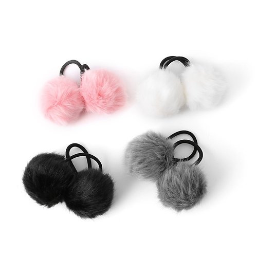 2Pcs Colorful Fashion Feather Ball Shape Elastic Ponytail Holder Hair Band Tie Headband(Color Random)