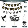 Zonon 44 Pieces Dragon Party Supplies Halloween Dragon Theme Cake Decoration Happy Birthday Hanging Banner Swirls Cupcake Toppers Set for Dragon Theme Birthday Party Supplies