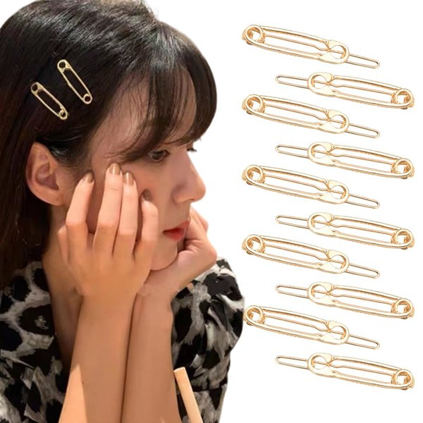 Minimalist Pin Shaped Hair Clips Gold Decorative Metal Clips for Hair Barrettes Hairpins Non Slip Hair Styling Clips Hair Pins Set of 10 Aesthetic Edgy Hair Accessories for Women Girls