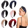 Guissi New Pearl Headbands Vintage Artificial Pearl Headbands Hair Hoop Twisted Velvet Tie Beading Wide Hairband Hair Accessories Hair Barrettes for Women Lady - 2 Packs