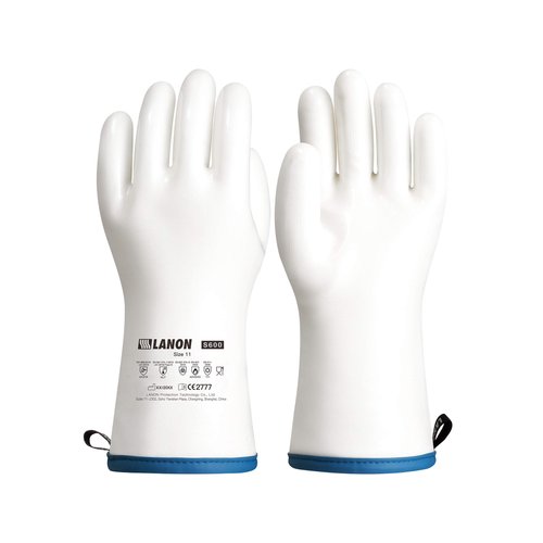 LANON Liquid Silicone Gloves, Heat Resistant Oven Gloves with Fingers, Food Grade, Waterproof, White, XXL
