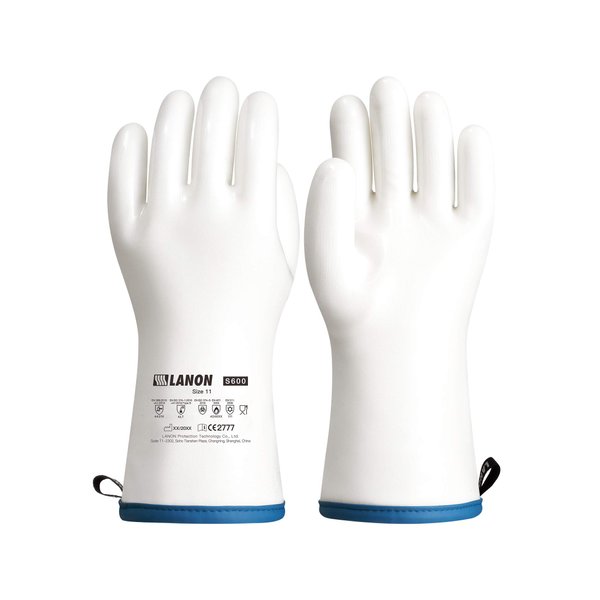 LANON Liquid Silicone Gloves, Heat Resistant Oven Gloves with Fingers, Food Grade, Waterproof, White, XXL