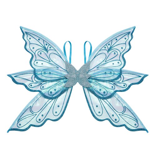 Lucakuins Fairy Wings for Girls Halloween Costumes,Butterfly Fairy Wings for Sparkle Fairy Princess Wings Cosplay Party Favor (Blue Wings-b1)