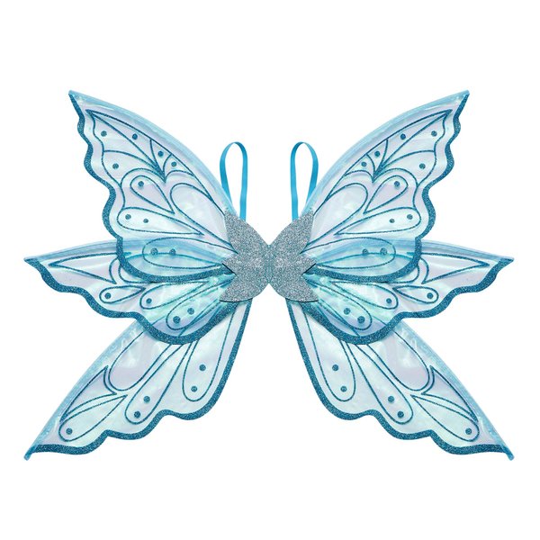 Lucakuins Fairy Wings for Girls Halloween Costumes,Butterfly Fairy Wings for Sparkle Fairy Princess Wings Cosplay Party Favor (Blue Wings-b1)