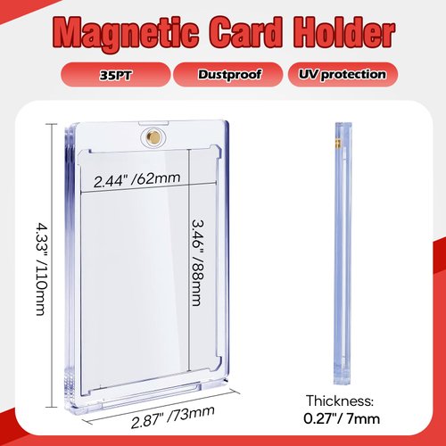 10ct Magnetic Card Holder, UV Protection Baseball Card Holder, 35pt Magnetic Card Holder, Magnetic Card Holders for Trading Cards, Protect & Store Valuable Sports Cards, Football Cards & Gaming Cards