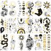 Glaryyears Metallic Gold Temporary Tattoos, 18-Pack Long-lasting Fake Tattoo Stickers, Small size Variety Pack Realistic Tattoos, Sexy Cool Design for Women Adults Girls on Face Body Hand Arm Neck