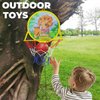 LAFALA Basketball Hoop, 14" Mini Basketball Hoop for Toddler Indoor Play Dart Board for Kids 2 in 1 Toddler Toys Birthday Dinosaur Party Favors Basketball Hoop for Kids 3,4,5 Years Old, Yellow