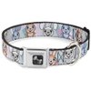 Buckle-Down Seatbelt Buckle Dog Collar - Cute Bunnies Multi Pastel - 1.5" Wide - Fits 13-18" Neck - Small