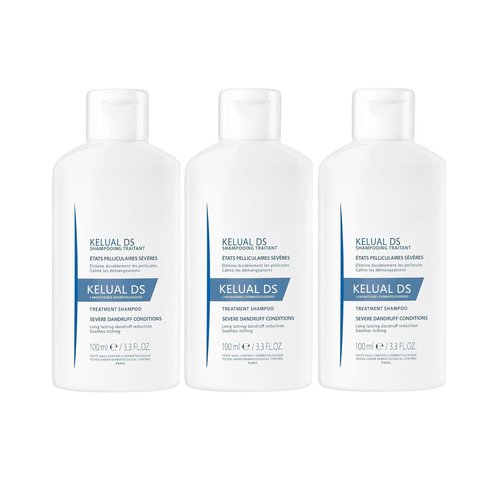 KELUAL DS Anti-Dandruff Shampoo, Treatment Shampoo for Severe Dandruff, Long-Lasting Relief, 3.3 Fl Oz (3 Pack)