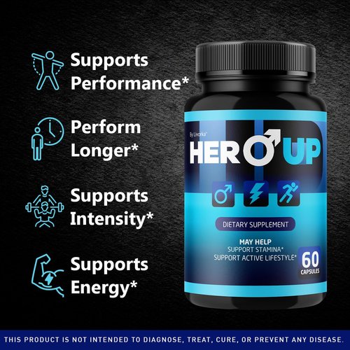 (3 Pack) Hero Up Capsules - Official HeroUp Supplement Pills For Men - Maximum Strength Energy Support, All Natural Hero Up Vitamins Support For Overall Health & Wellness, 180 Capsules For 3 Months