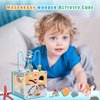 Masonbaby Wooden Activity Cube，6-in-1 Activity Cube，Wooden Activity Cube for Toddlers 1-3，Wooden Learning Toys Activity Cube for 1 Year Old, Multipurpose Educational Toy First Birthday