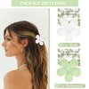 6Pcs Bridesmaid Flower Hair Claw Clips with Card Bridal Shower Bachelorette Party ideas Gift for Wedding Party Favors Bridesmaid Proposal Gifts(White & Sage Green)