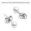 Charisma 6mm Composite Pearl Earrings Round Ball Pearls Stud Earrings Hypoallergenic 12 Pairs Imitation Pearl Earrings Set for Girls Women
