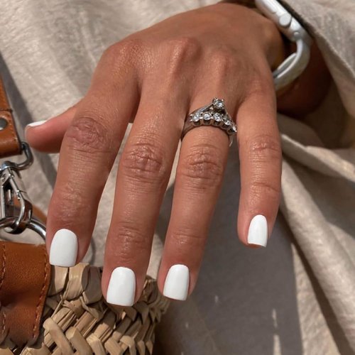 White Press on Nails Short Square Fake Nails Matte Solid Color Stick on Nails Cute Acrylic Nails Extra Short Press on Nails Full Cover Glue on Nails White Artificial Nails for Women Manicure Art