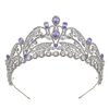 Light Purple Quinceanera Crowns and tiaras lavender Sweet 16 Birthday Crowns for Girls Cubic Zirconia CZ Wedding Headpiece Silver Hair Accessories