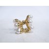 Generic Small mini gold flower metal hair claw clip with faux pearls