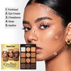 Joyeee Contouring Makeup Kit for beginners, 9 Colors Pro Contour Palette with Make Up Brush, Waterproof Long-Lasting Cosmetics Gift Idea for Dark Skin, Flawlessly Sculpted Face