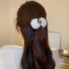 Jumwrit Furry Hair Claw Clip Small High Ponytail Holder Hair Clip Strong Hold Solid Color Hair Barrette Dainty Copper Hairpin Clamp Cute Hair Styling Accessories for Women Girls(White)