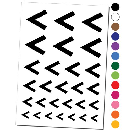 Less Than Math Symbol Temporary Tattoo Water Resistant Fake Body Art Set Collection - Black (One Sheet)