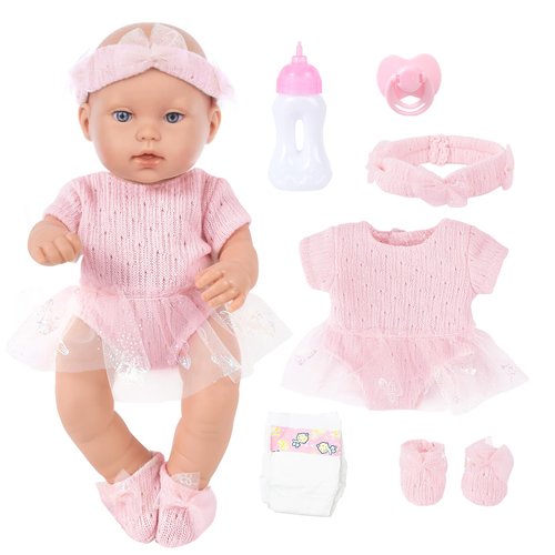 BDDOLL 12 Inch Baby Doll Clothes and Accessories with Baby Dolls Bottles Nipple Diaper Gift Idea for Ages 3+