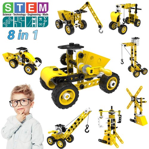 100 Pieces STEM Toys Building Toys, 8 in 1 Construction Toys for 5 6 7 8 9 10 + Year Old Boys&Girls, STEM Building Blocks with Screwdriver Wrench Tool, Creative Gift Engineering Toys for Kids