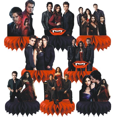 Vampire Diariy Honeycomb Centerpieces Party Supplies for Vampire Diariy Theme Birthday Party Decorations, 8Pcs Double Sided Vampire Diariy Table Decor Halloween Party Favors for Fans Kids Boys
