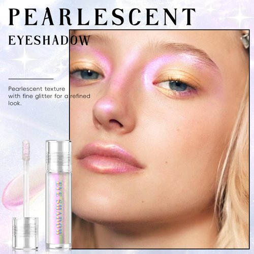 HOSAILY Liquid Glitter Eyeshadow, Shimmer Chameleon Holographic Metallic Multichrome Highlighter, Long Lasting Waterproof White Purple Eye look, Sparkling Quick Dry Face Eye pigmented Makeup 04