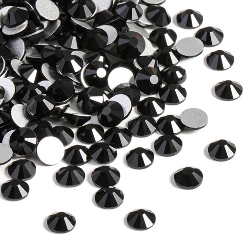 Beadsland 2880pcs Flat Back Crystal Rhinestones Round Gems for Nail Art and Craft Glue Fix,Black,SS10,2.7-2.9mm