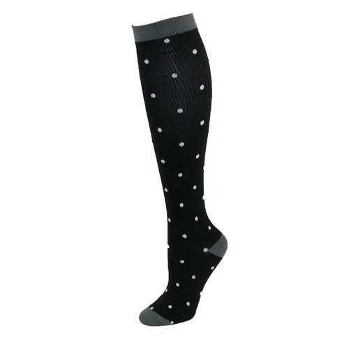 Think Medical Women's 10-14 Mmhg Compression Socks Medium Black Polka Dot
