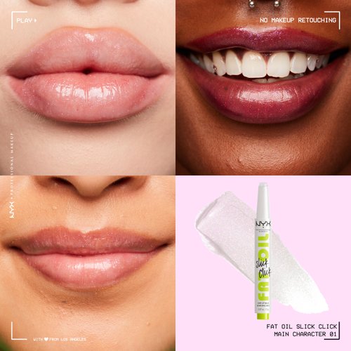NYX PROFESSIONAL MAKEUP Fat Oil Slick Click, Lightweight, Buildable, Pigmented Vegan Lip Balm - Main Character